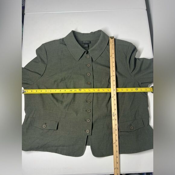 Lane Bryant Olive Green Button Front Light Jacket Womens Plus Sz 26 EUC - Picture 8 of 14